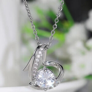 💎Hollow 925 Sterling Silver Plated CZ Heart Necklace for Women, MARR9004